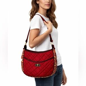 Cinda B Handbag Amore Quilted Shoulder Bag Burnt Red